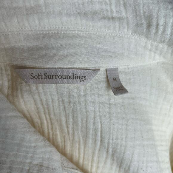 SOFT SURROUNDINGS Women's Medium Yellow Long Sleeve V Neck Pullover Cotton Gauzy - Picture 6 of 6